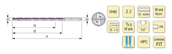 Deep hole machining with integral hard alloy deep hole drill 20 × D/25 × D