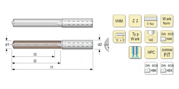 Steel processing integral hard alloy spiral drill 12 × D