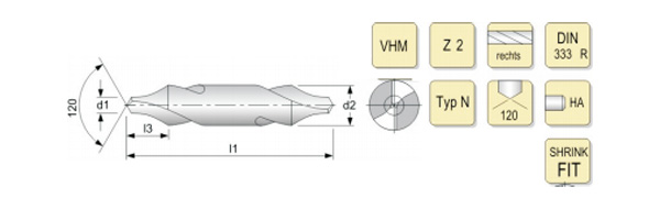 Solid carbide center drill