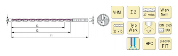 Deep hole machining with integral hard alloy deep hole drill 25 × D/30 × D