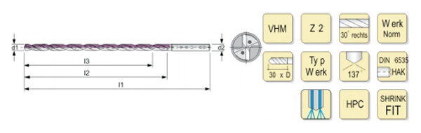 Deep hole machining with integral hard alloy deep hole drill 25 × D/30 × D