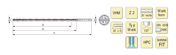 Deep hole machining with integral hard alloy deep hole drill 40 × D/15 × D