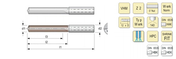 Solid carbide spiral flute drill for Alu. Cast Iron